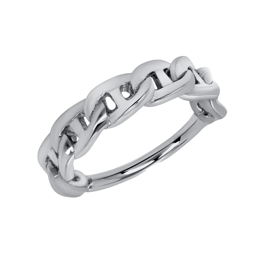 Chain Link Seamless Ring – 14K Gold Cup & Divot Design - piercing - zone.com