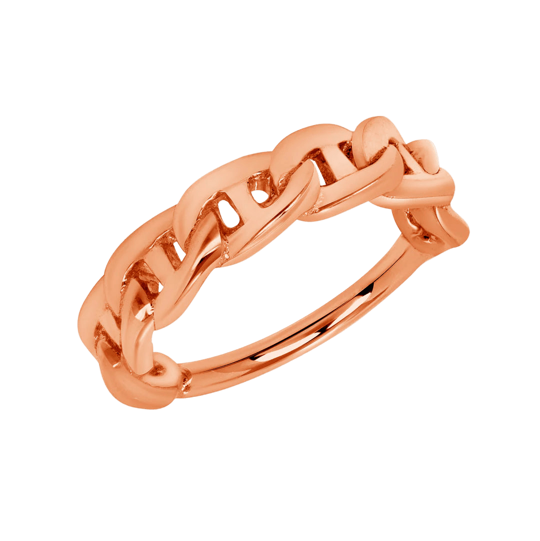 Chain Link Seamless Ring – 14K Gold Cup & Divot Design - piercing - zone.com