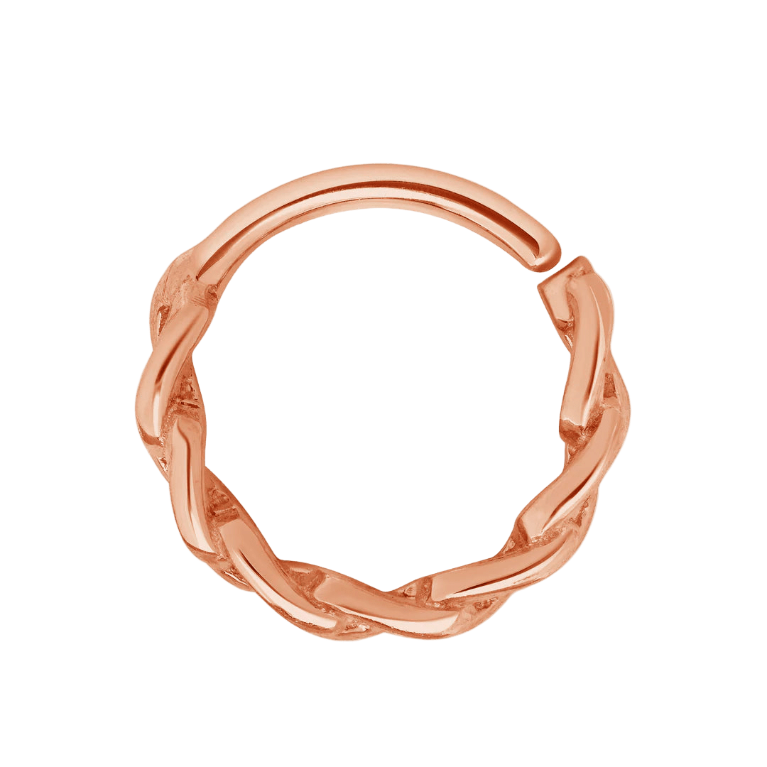 Chain Link Seamless Ring – 14K Gold Cup & Divot Design - piercing - zone.com