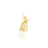 Chained Antler – Forest - Inspired Chain Drop – 14K Gold Threadless End - piercing - zone.com