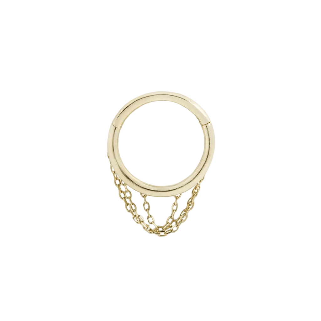 Chainspotting Triple Chain – 14K Gold Clicker Ring - piercing - zone.com