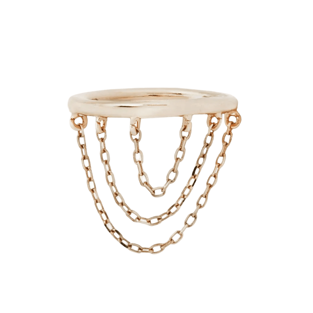 Chainspotting Triple Chain – 14K Gold Clicker Ring - piercing - zone.com