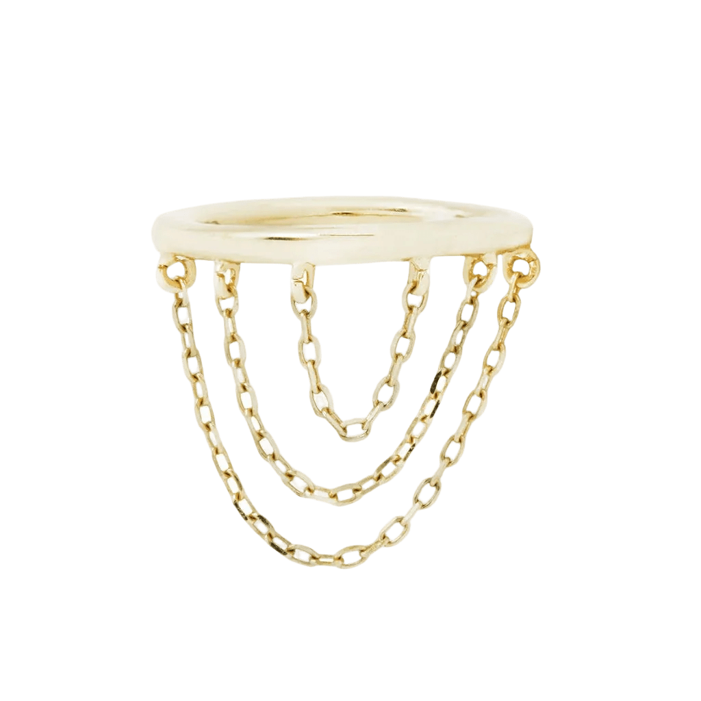Chainspotting Triple Chain – 14K Gold Clicker Ring - piercing - zone.com