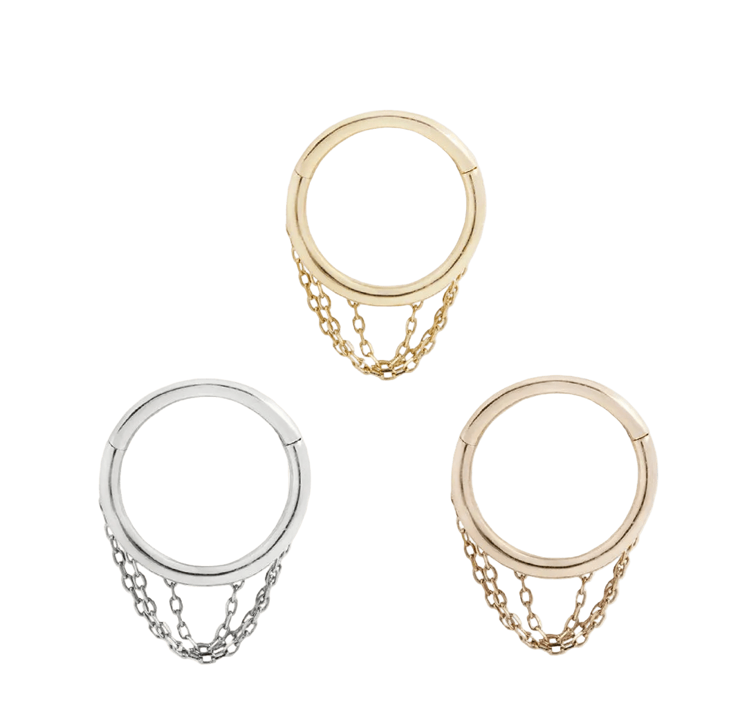 Chainspotting Triple Chain – 14K Gold Clicker Ring - piercing - zone.com