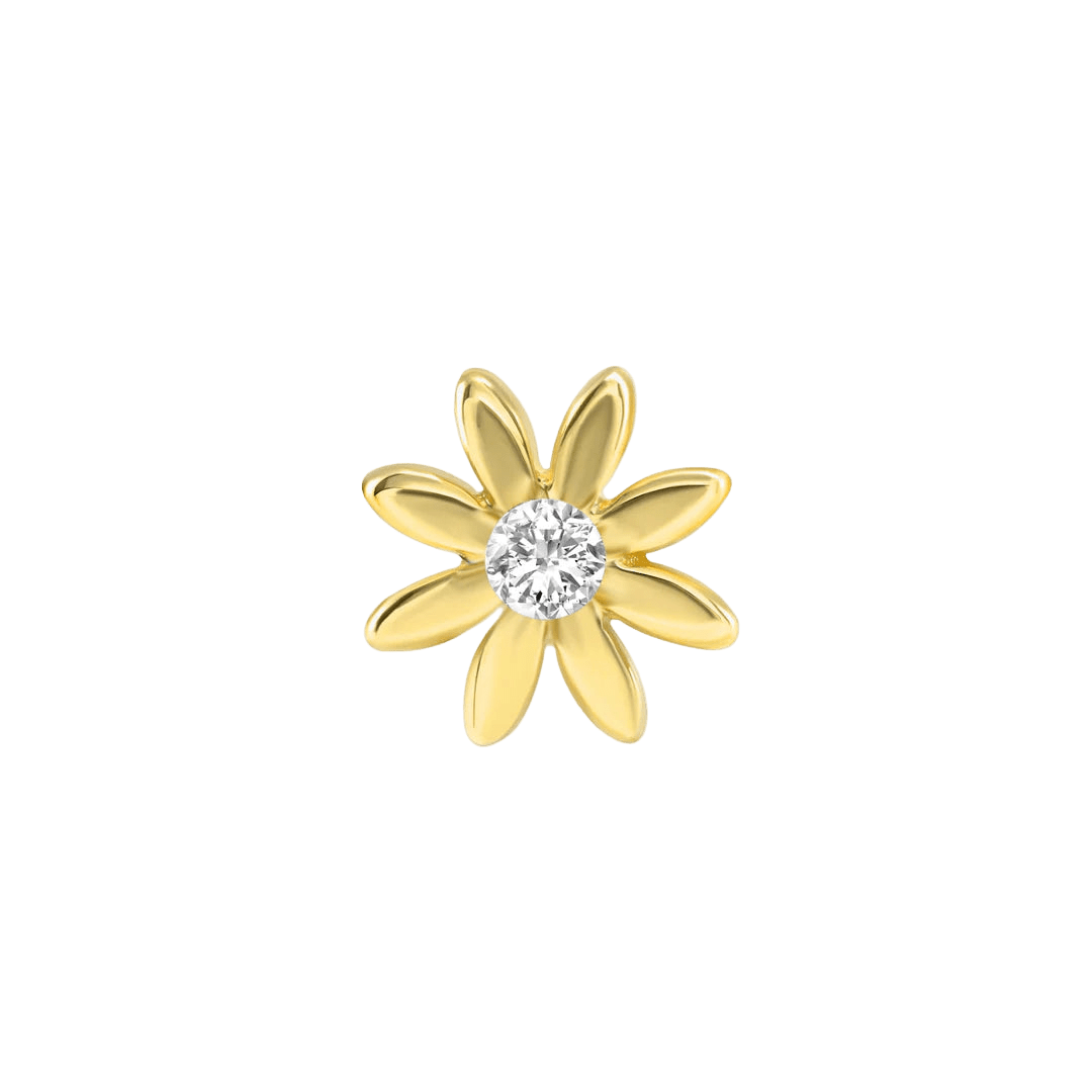 Chamomile Flower – 14K/18K Gold Threadless End - piercing - zone.com