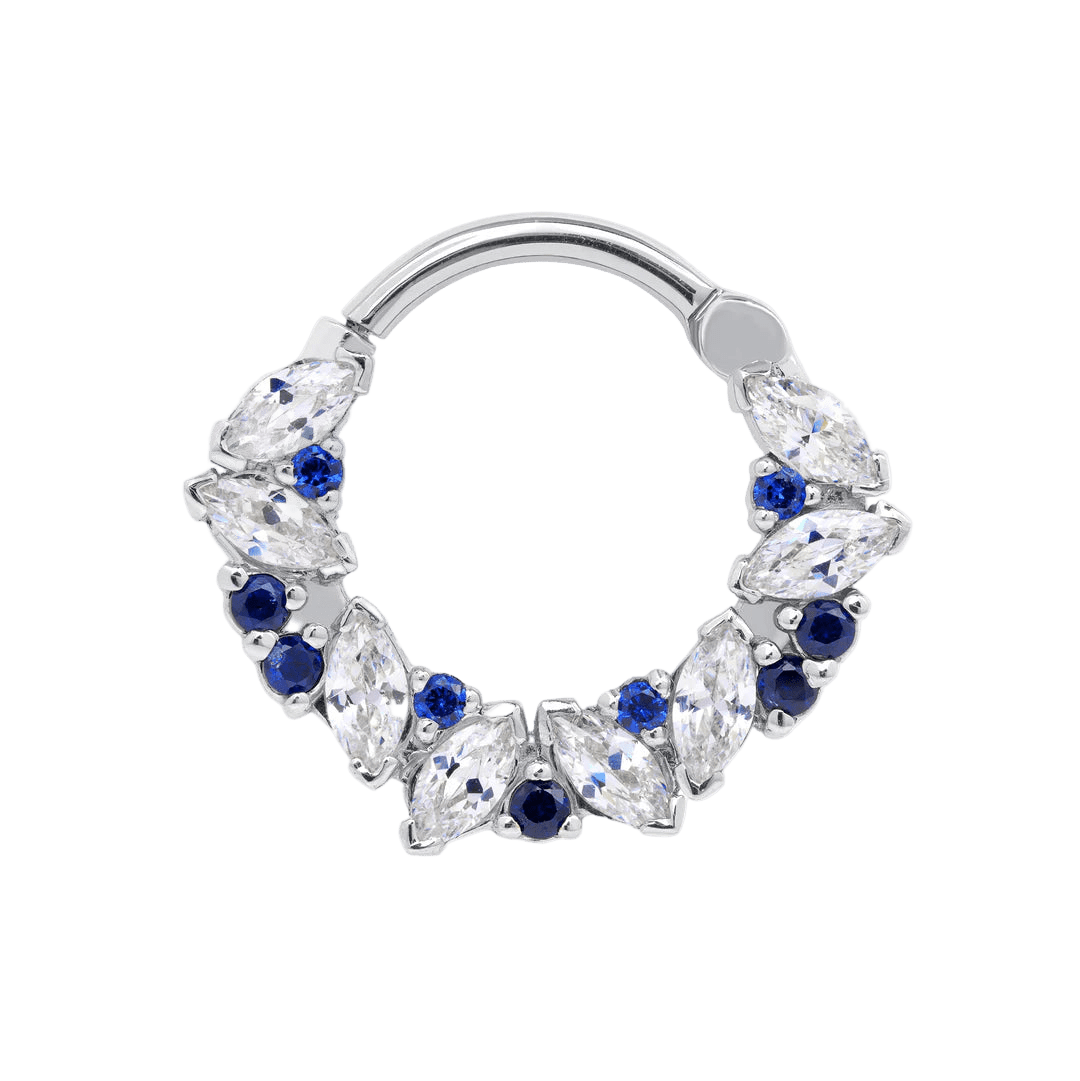 Chandelier Clicker with Marquise & Round Gems – 14K & 18K Gold - piercing - zone.com