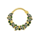 Chandelier Clicker with Marquise & Round Gems – 14K & 18K Gold - piercing - zone.com