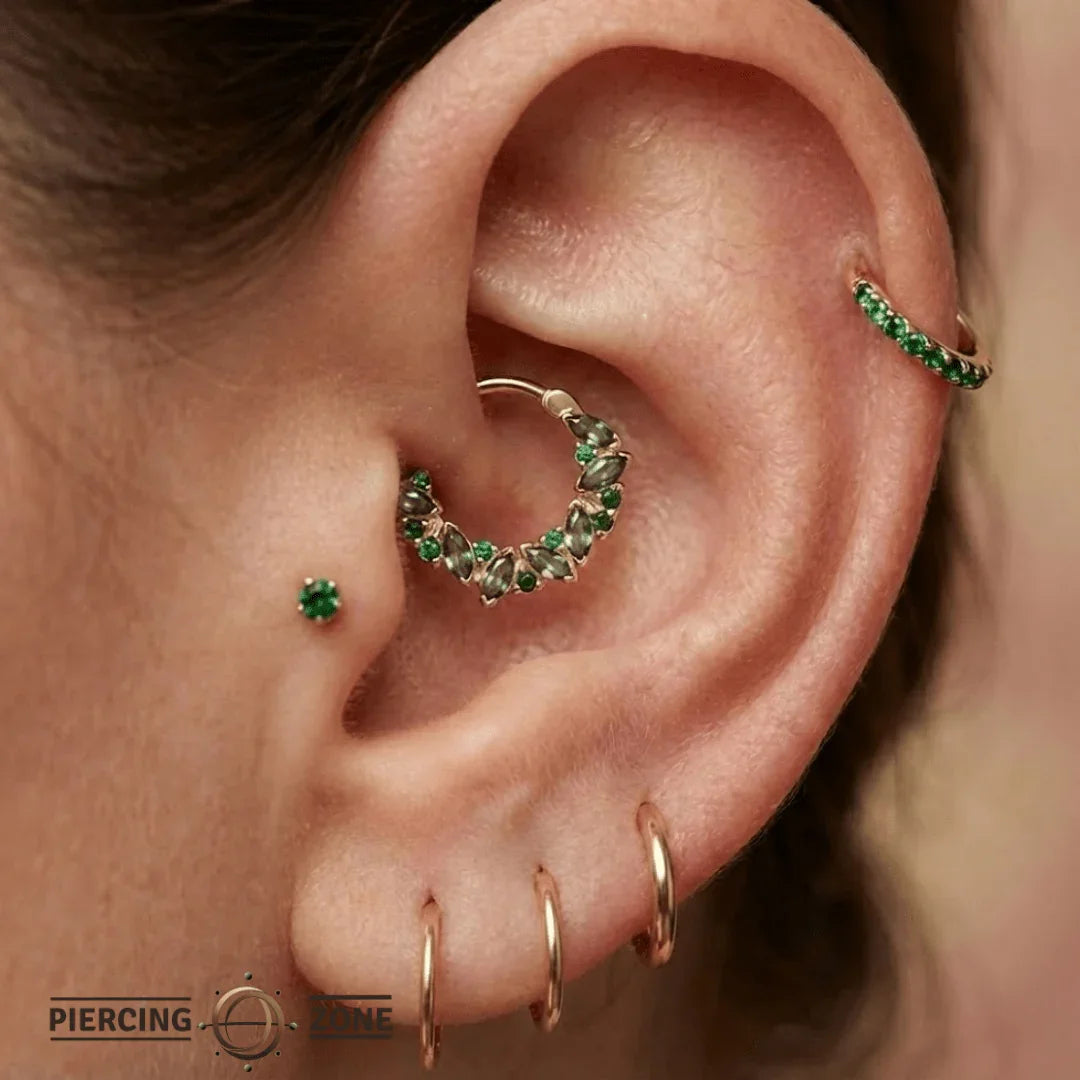 Chandelier Clicker with Marquise & Round Gems – 14K & 18K Gold - piercing - zone.com