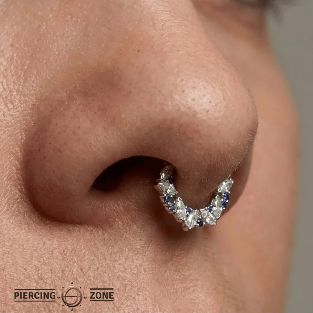 Chandelier Clicker with Marquise & Round Gems – 14K & 18K Gold - piercing - zone.com