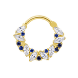 Chandelier Clicker with Marquise & Round Gems – 14K & 18K Gold - piercing - zone.com