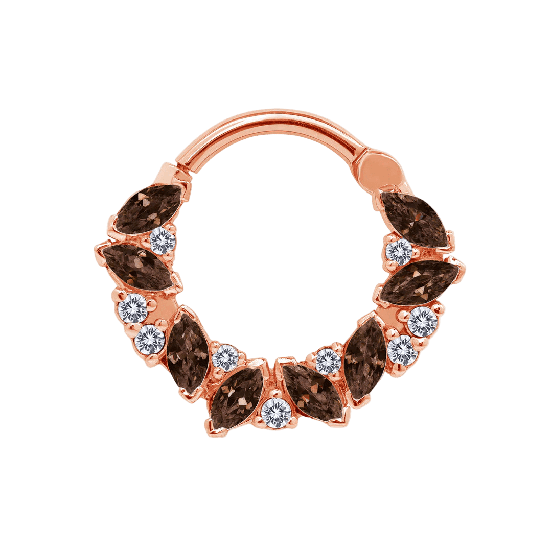 Chandelier Clicker with Marquise & Round Gems – 14K & 18K Gold - piercing - zone.com
