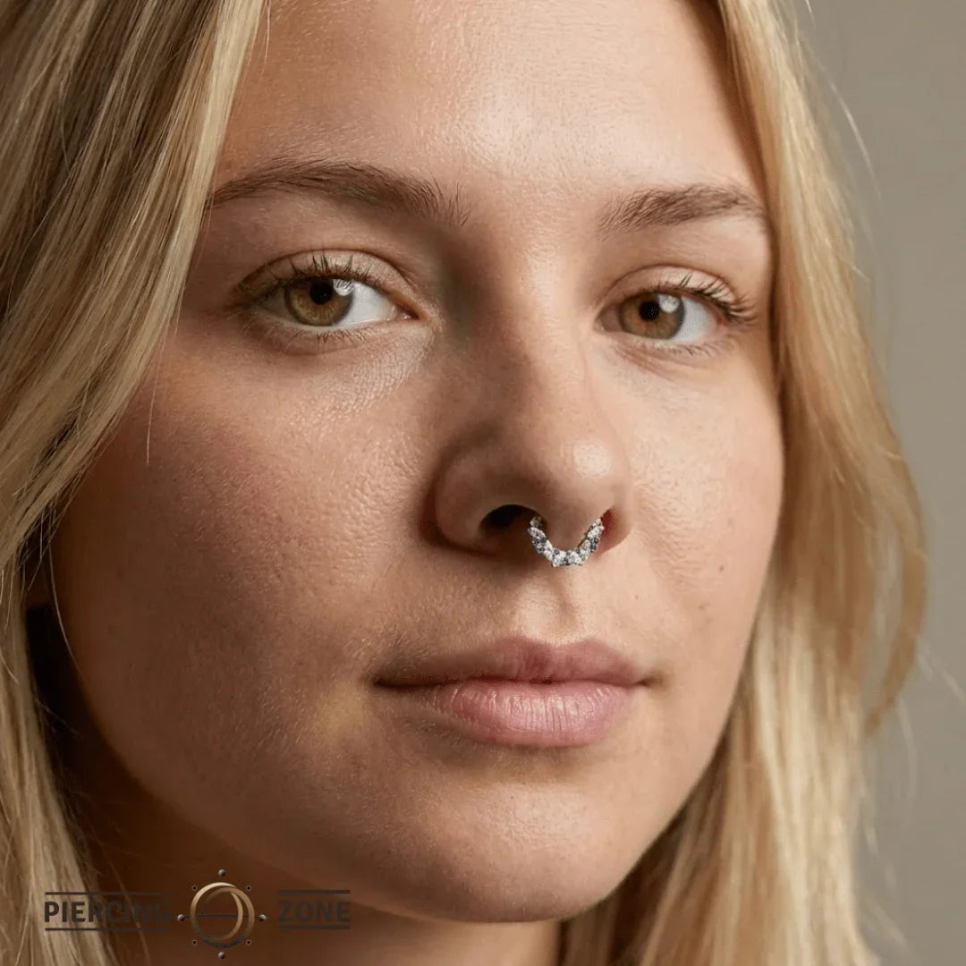 Chandelier Clicker with Marquise & Round Gems – 14K & 18K Gold - piercing - zone.com