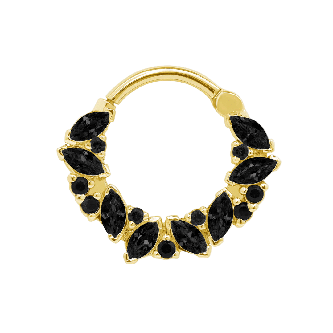 Chandelier Clicker with Marquise & Round Gems – 14K & 18K Gold - piercing - zone.com