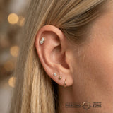 Charlotte – 14K/18K Gold Baguette & Gem Cluster Threadless End - piercing - zone.com