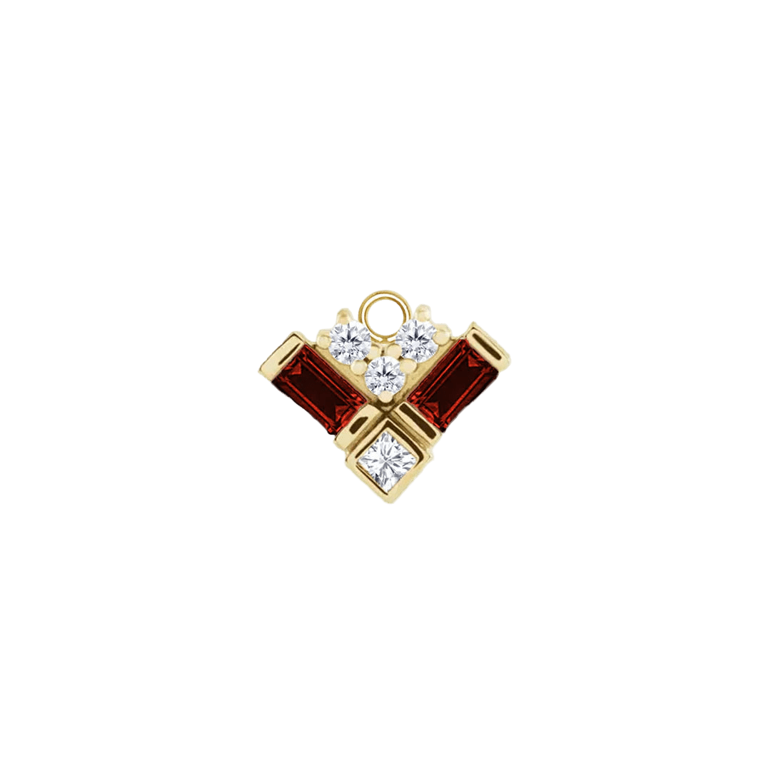 Charming Baguette – 14K & 18K Gold Gemstone Charm - piercing - zone.com