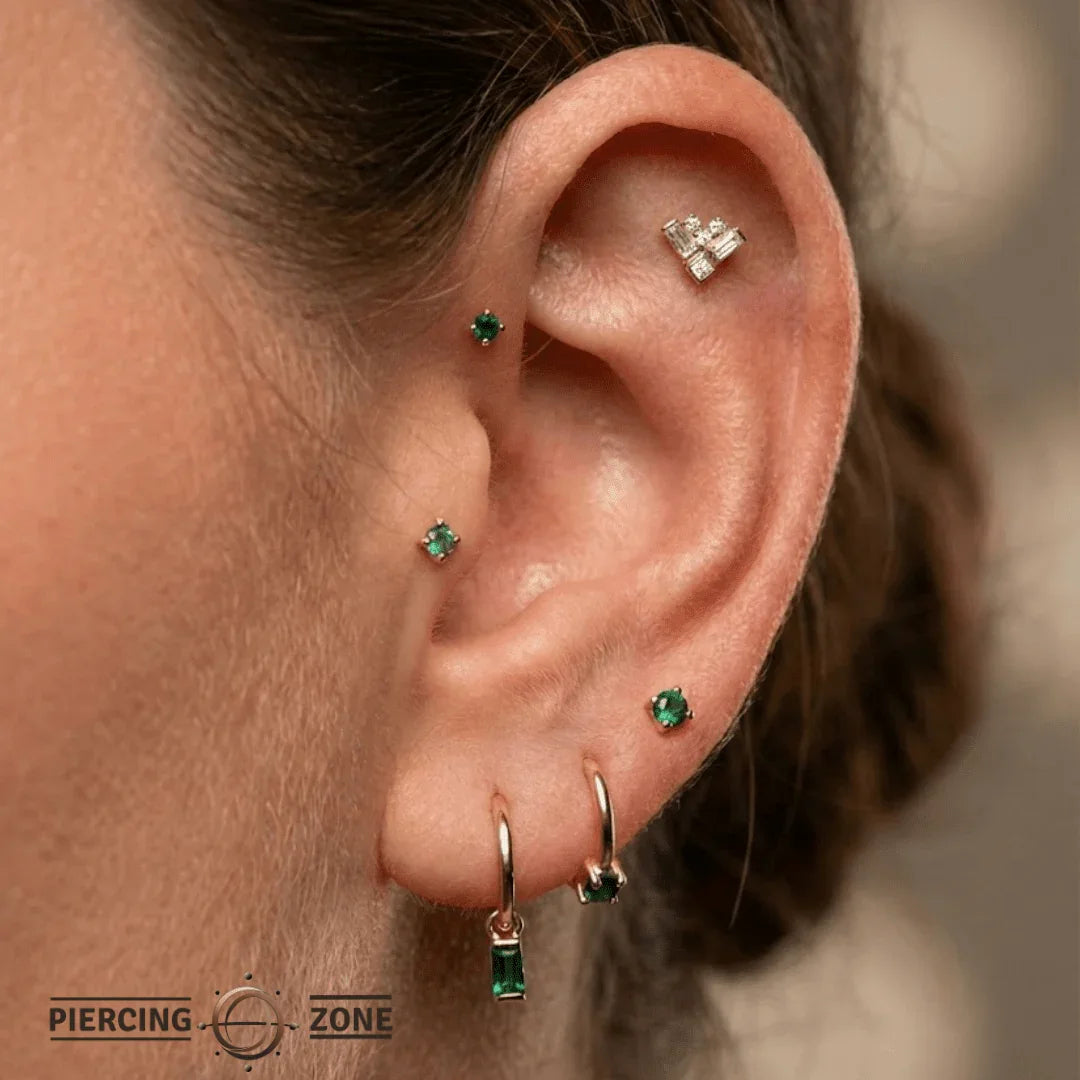 Charming Baguette – 14K Gold Threadless/Threaded End - piercing - zone.com