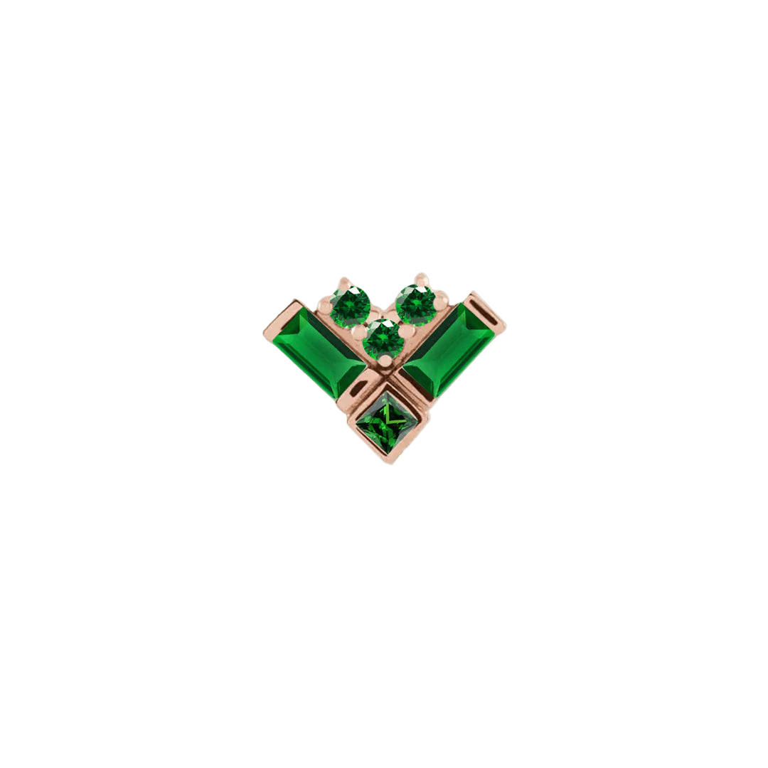 Charming Baguette – 14K/18K Gold Multi - Stone Threadless End - piercing - zone.com