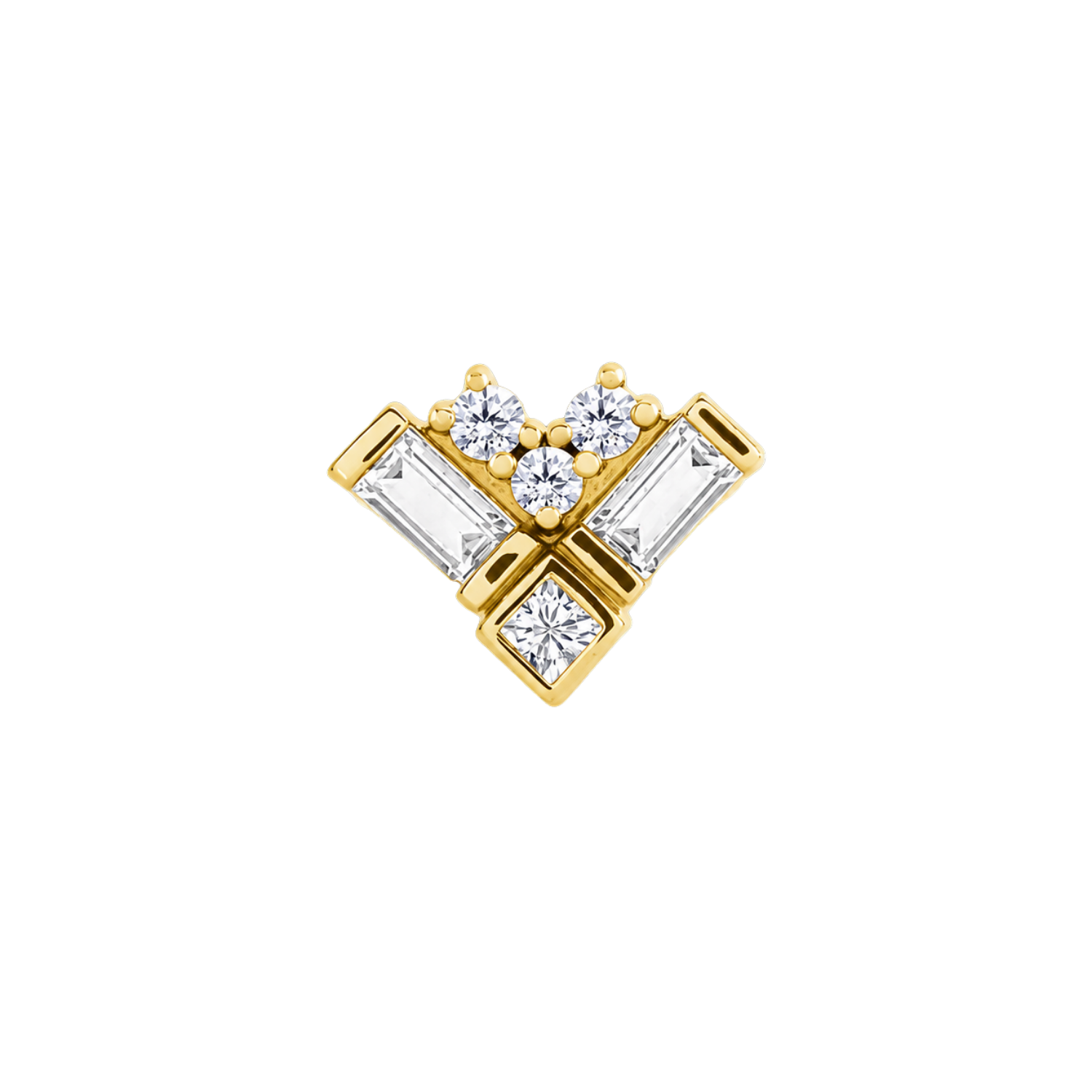 Charming Baguette – 14K Gold Threadless/Threaded End