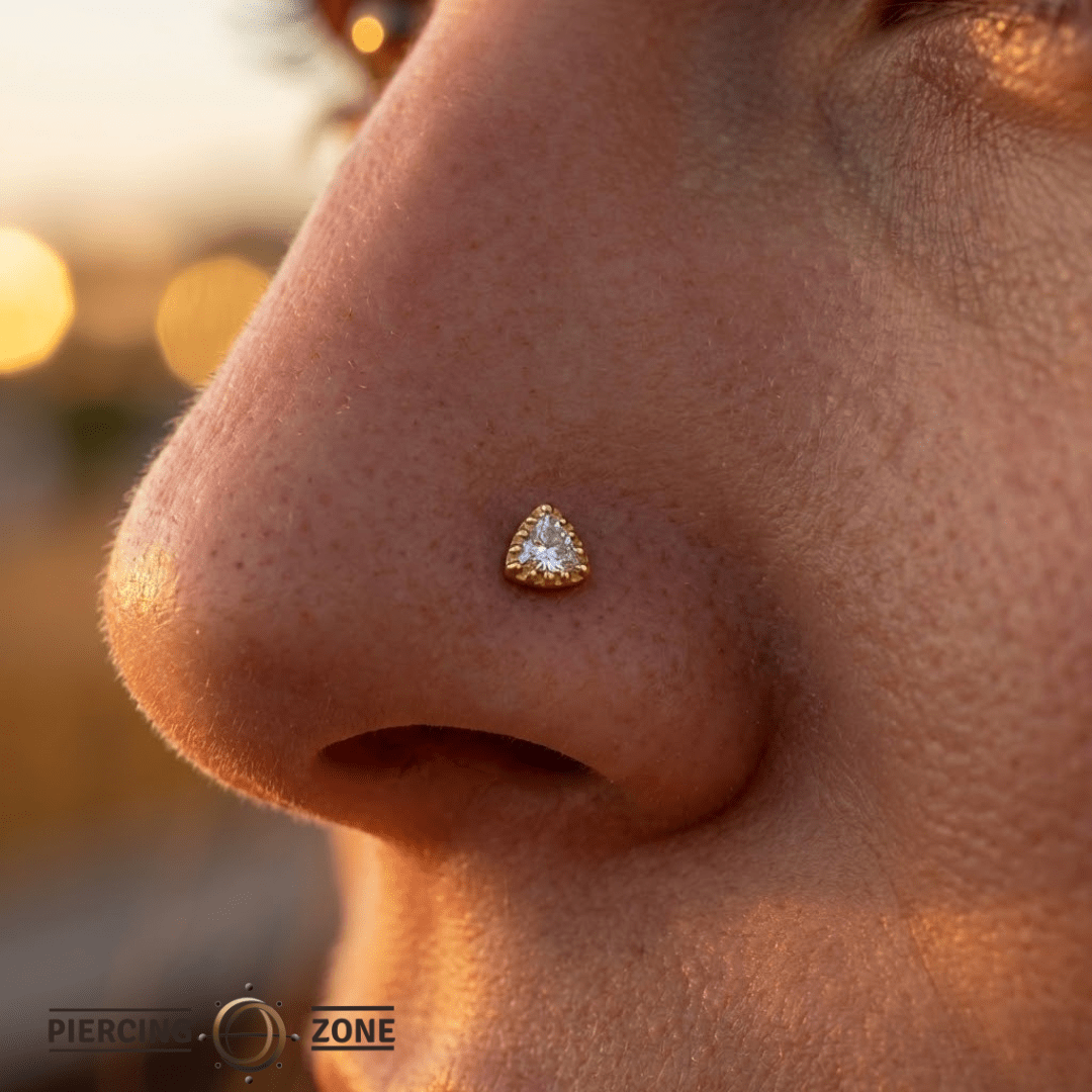 Charming Triangle – 14K Gold Threadless/Threaded End - piercing - zone.com