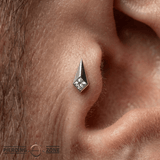 Chelsea – Princess - Cut CZ Bezel – 14K Gold Threadless End - piercing - zone.com