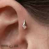 Chelsea – Princess - Cut CZ Bezel – 14K Gold Threadless End - piercing - zone.com