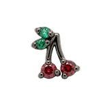 Cherries - 14K Gold Stone Threadless/Threaded End - piercing - zone.com