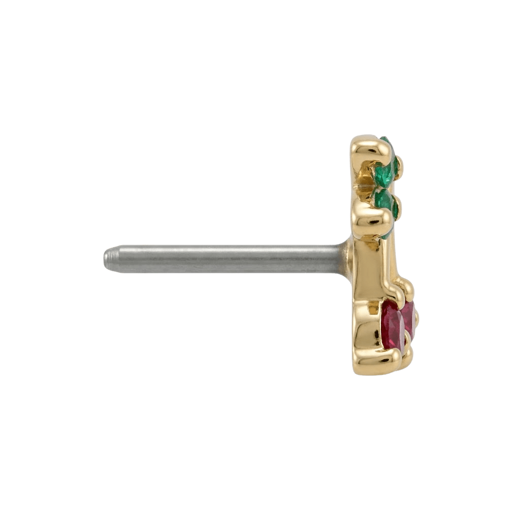 Cherries - 14K Gold Stone Threadless/Threaded End - piercing - zone.com