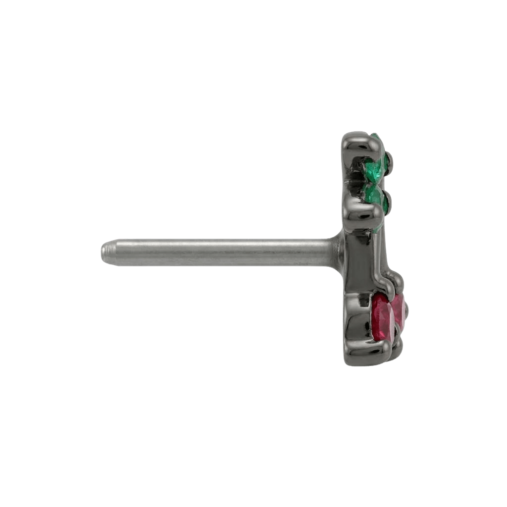 Cherries - 14K Gold Stone Threadless/Threaded End - piercing - zone.com
