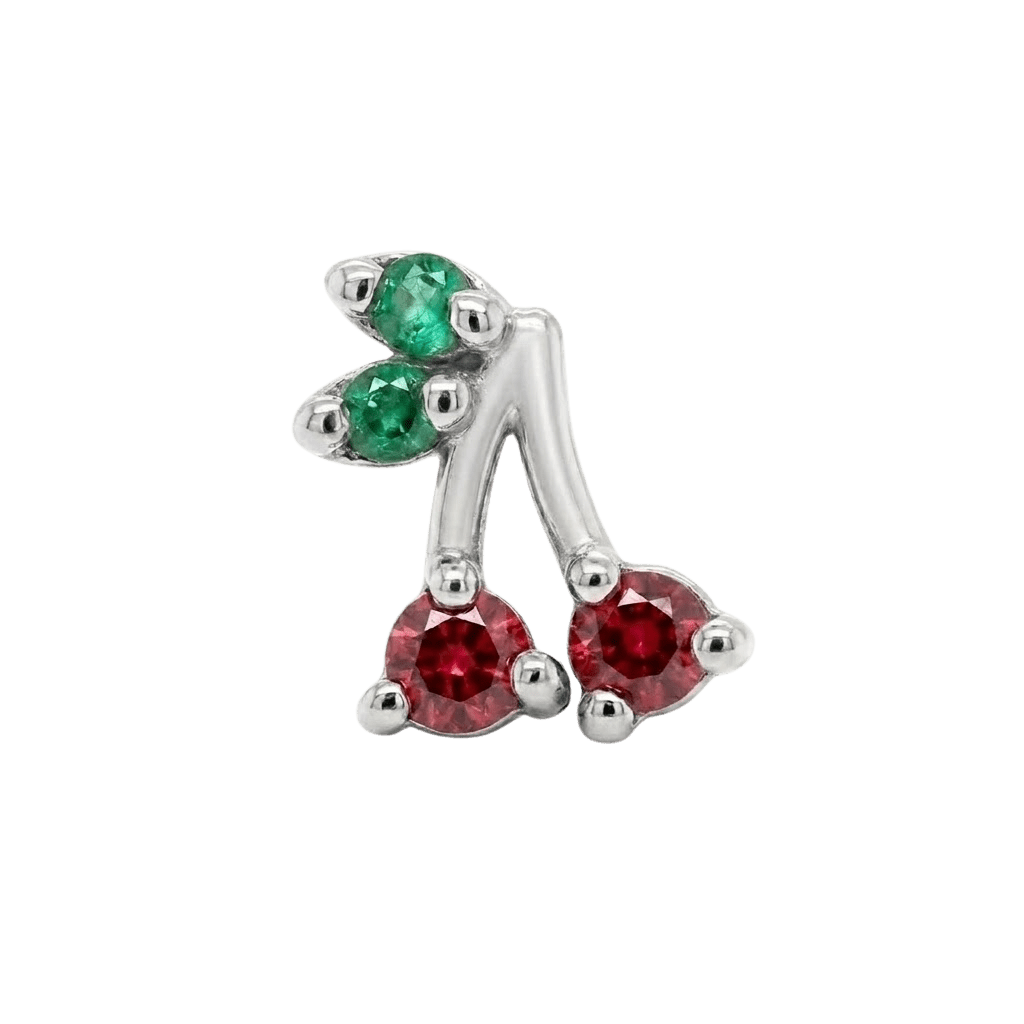 Cherries - 14K Gold Stone Threadless/Threaded End - piercing - zone.com