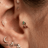 Cherries - 14K Gold Stone Threadless/Threaded End - piercing - zone.com