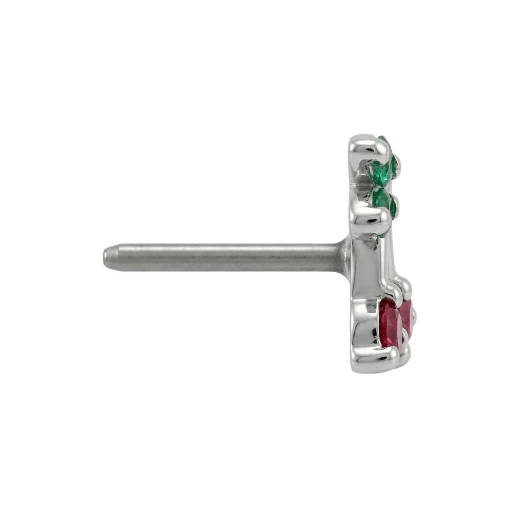 Cherries - 14K Gold Stone Threadless/Threaded End - piercing - zone.com