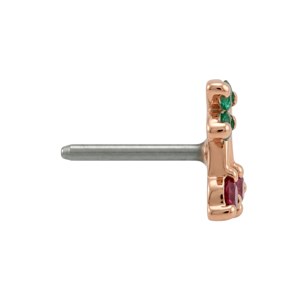 Cherries - 14K Gold Stone Threadless/Threaded End - piercing - zone.com
