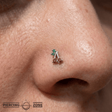 Cherries - 14K Gold Stone Threadless/Threaded End - piercing - zone.com