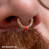 Chinese Dragon Seamless Ring – 14K Gold Sculpted Mythic Design - piercing - zone.com