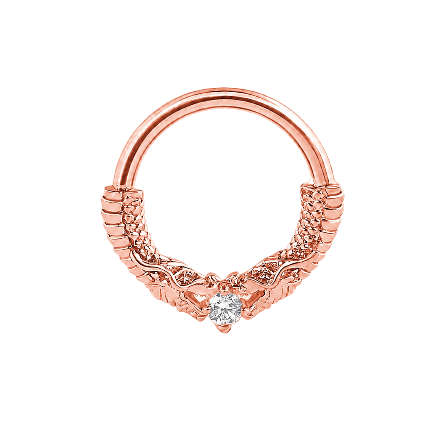 Chinese Dragon Seamless Ring – 14K Gold Sculpted Mythic Design - piercing-zone.com