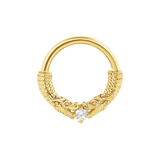 Chinese Dragon Seamless Ring – 14K Gold Sculpted Mythic Design - piercing - zone.com