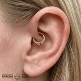 Chinese Dragon Seamless Ring – 14K Gold Sculpted Mythic Design - piercing - zone.com