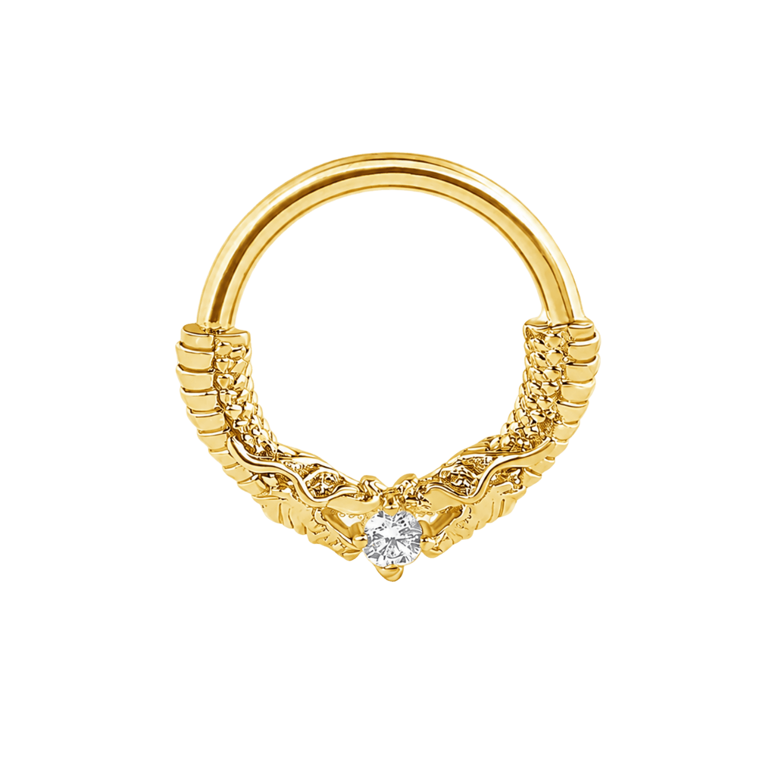 Chinese Dragon Seamless Ring – 14K Gold Sculpted Mythic Design - piercing-zone.com