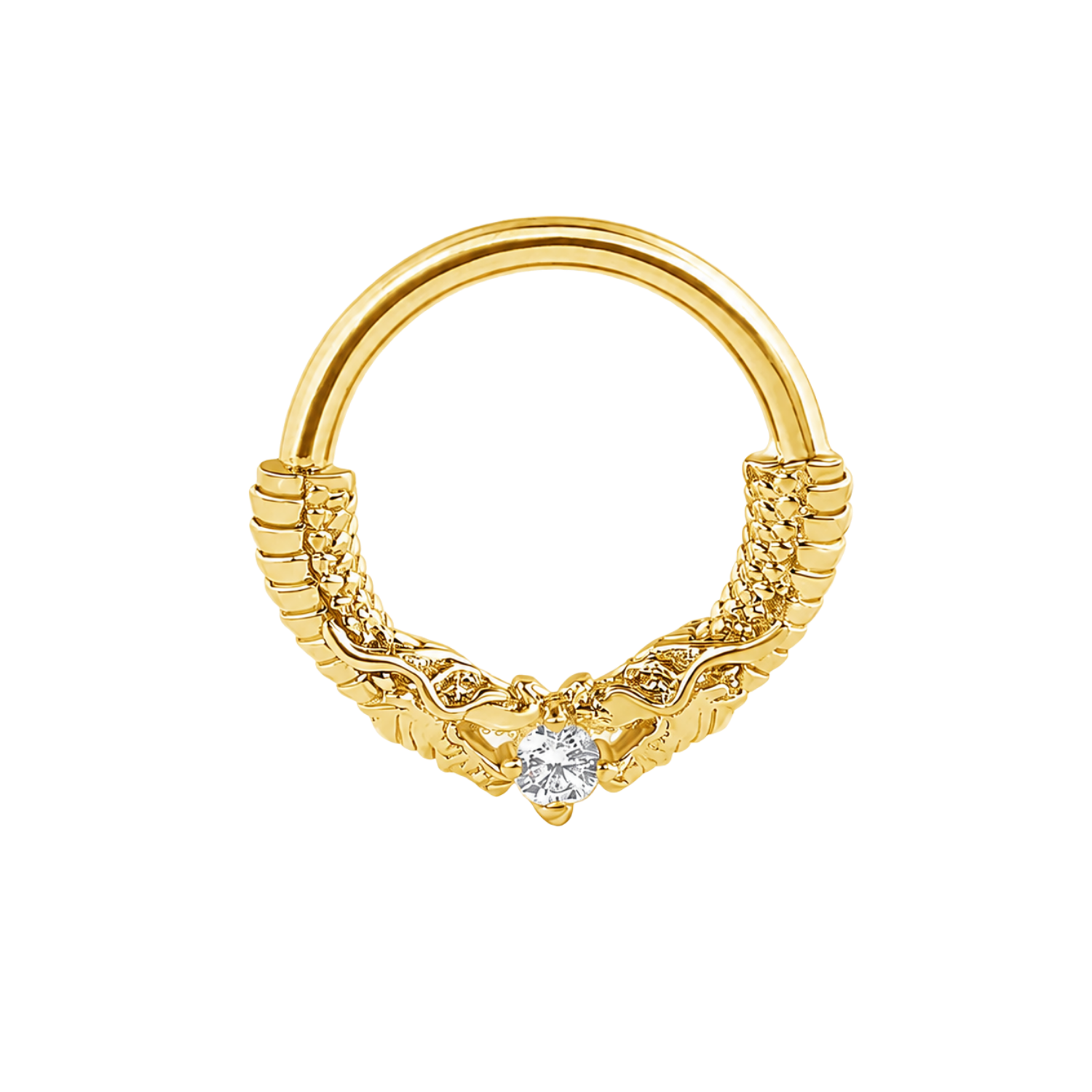Chinese Dragon Seamless Ring – 14K Gold Sculpted Mythic Design