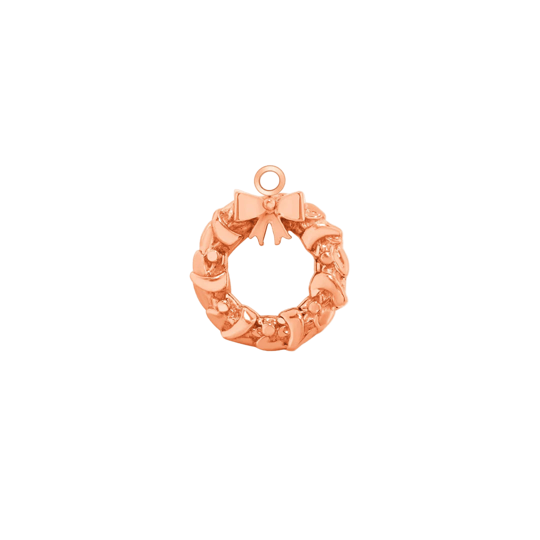 Christmas Wreath – 14K & 18K Gold Charm - piercing - zone.com