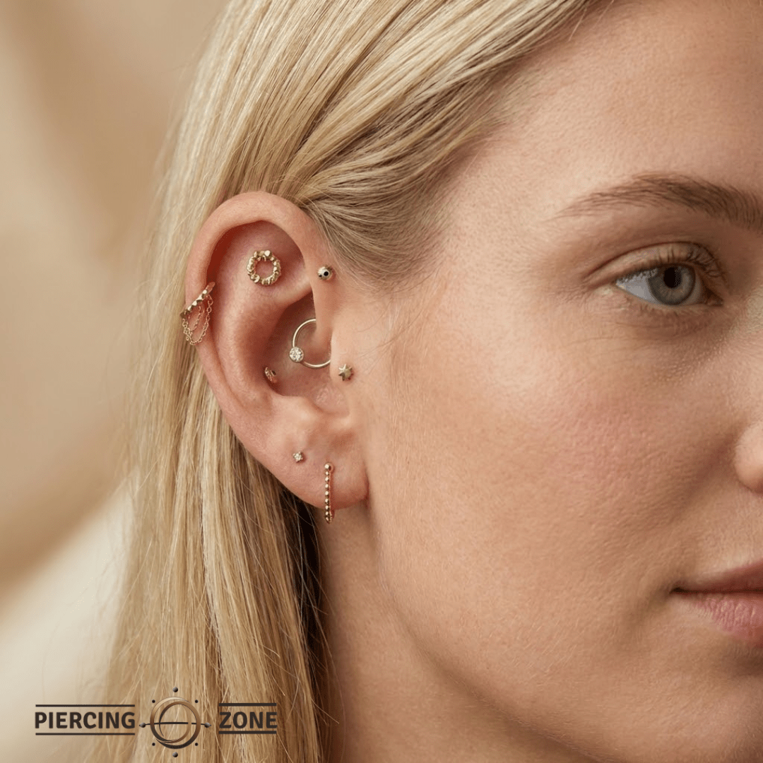 Christmas Wreath – 14K Gold Threadless/Threaded End - piercing - zone.com