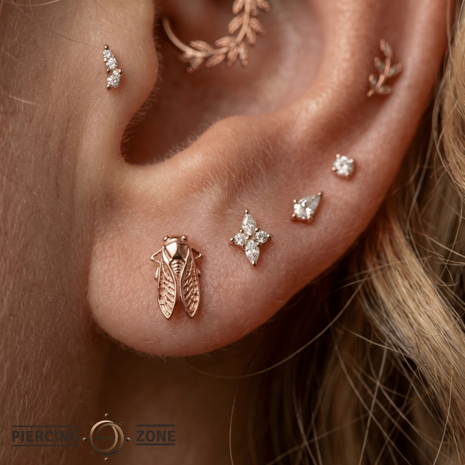 Cicada – 14K Gold Threadless/Threaded End - piercing - zone.com