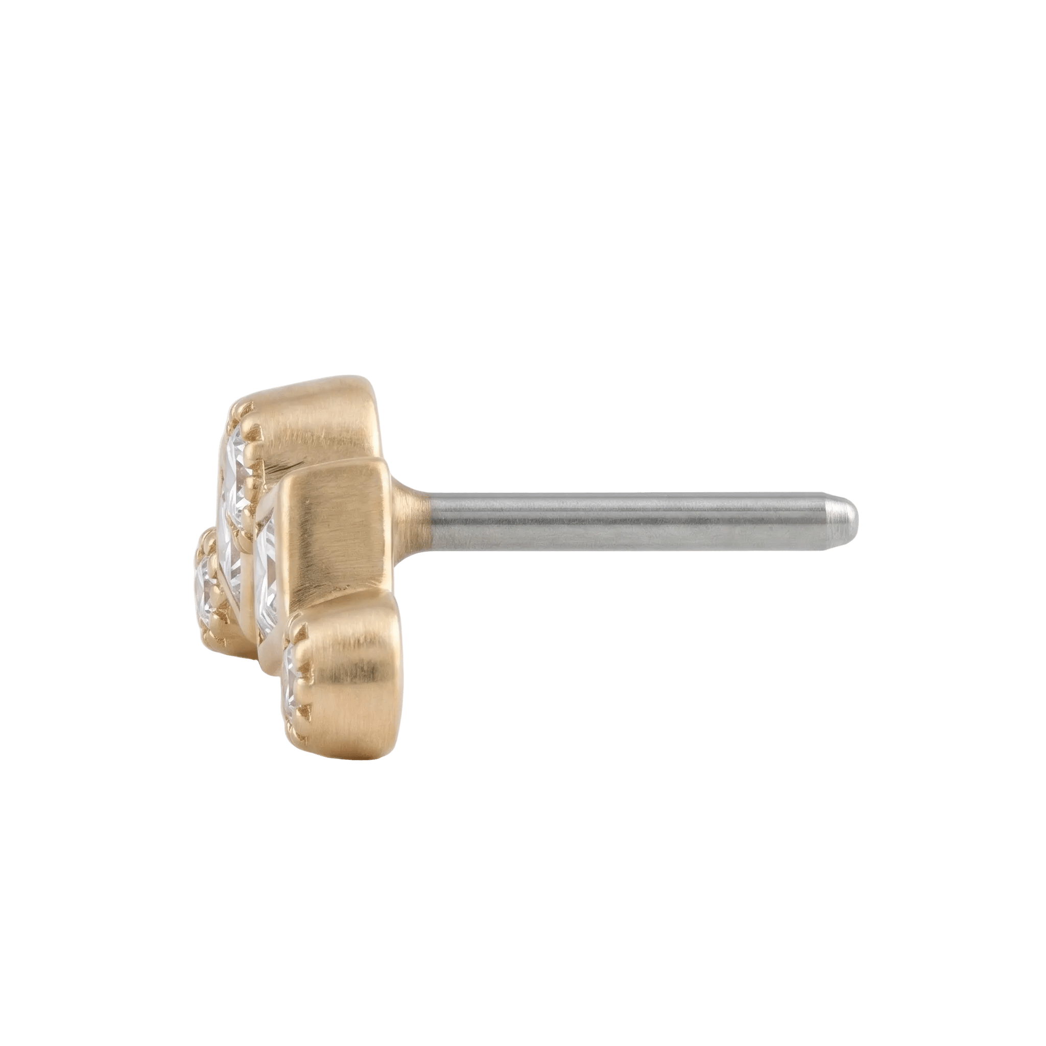 Circle Gets the Square - 14K Gold Mixed Stone Threadless/Threaded End - piercing - zone.com