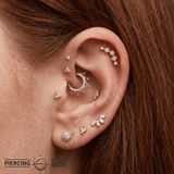 Circle Gets the Square - 14K Gold Mixed Stone Threadless/Threaded End - piercing - zone.com