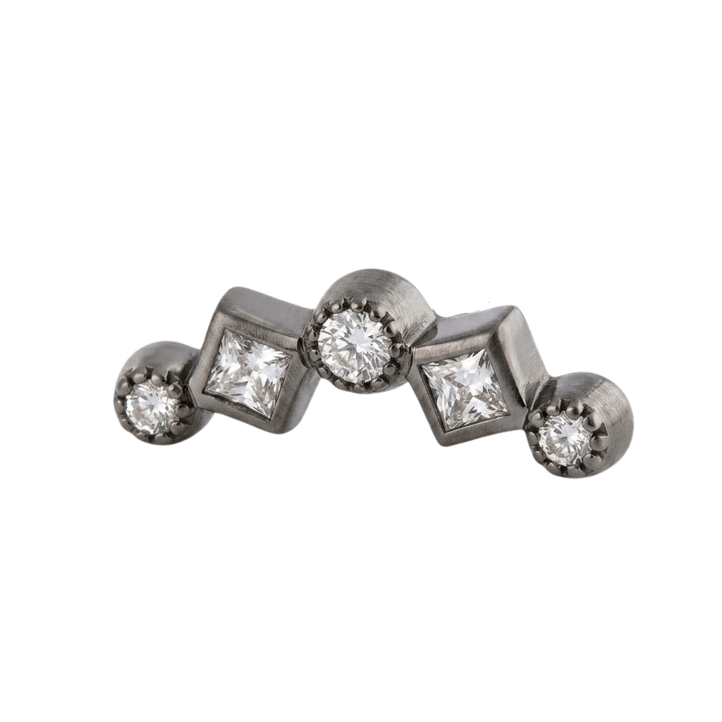 Circle Gets the Square - 14K Gold Mixed Stone Threadless/Threaded End - piercing - zone.com