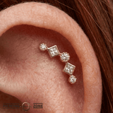 Circle Gets the Square - 14K Gold Mixed Stone Threadless/Threaded End - piercing - zone.com