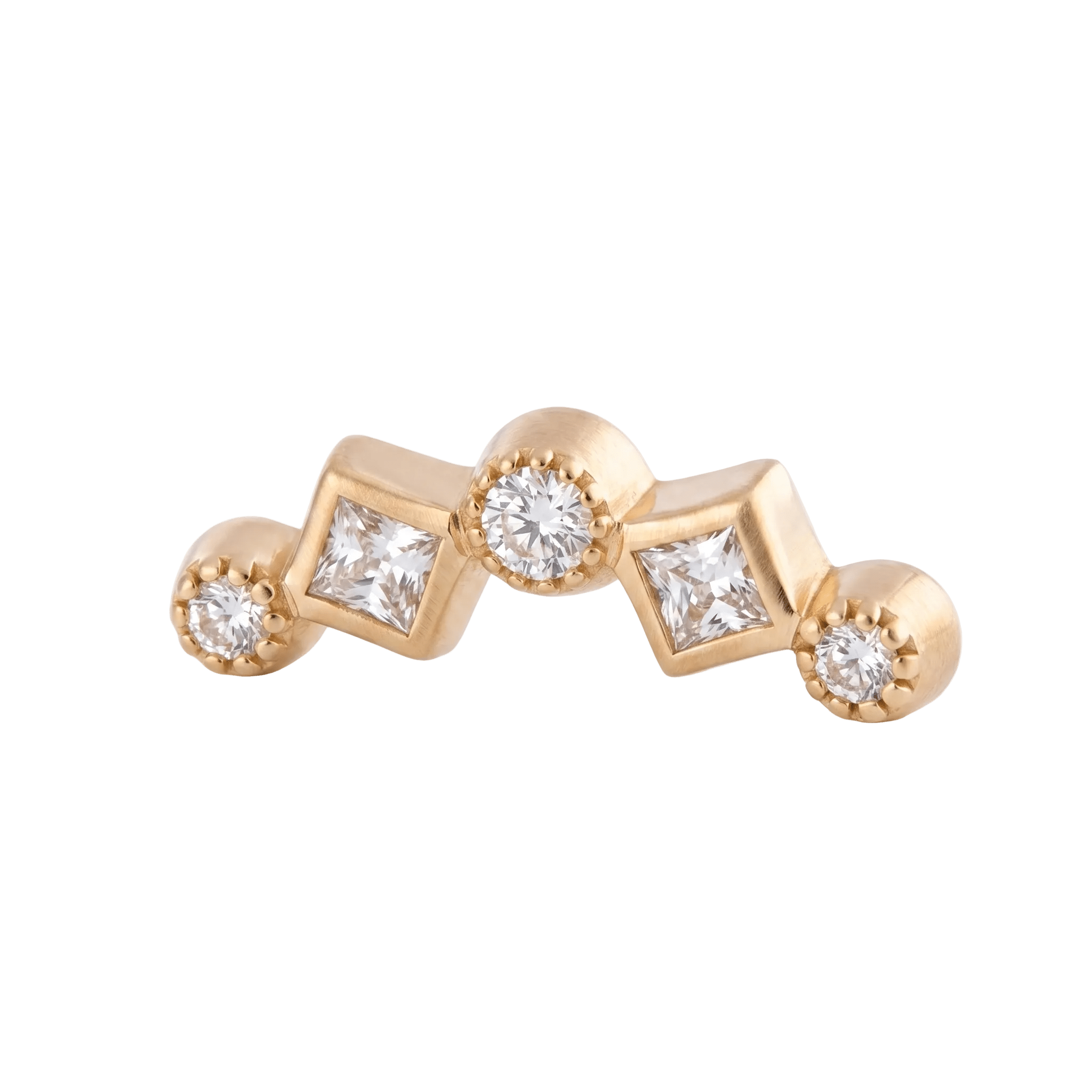 Circle Gets the Square - 14K Gold Mixed Stone Threadless/Threaded End - piercing - zone.com