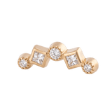 Circle Gets the Square - 14K Gold Mixed Stone Threadless/Threaded End - piercing - zone.com