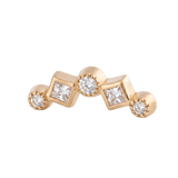 Circle Gets the Square - 14K Gold Mixed Stone Threadless/Threaded End