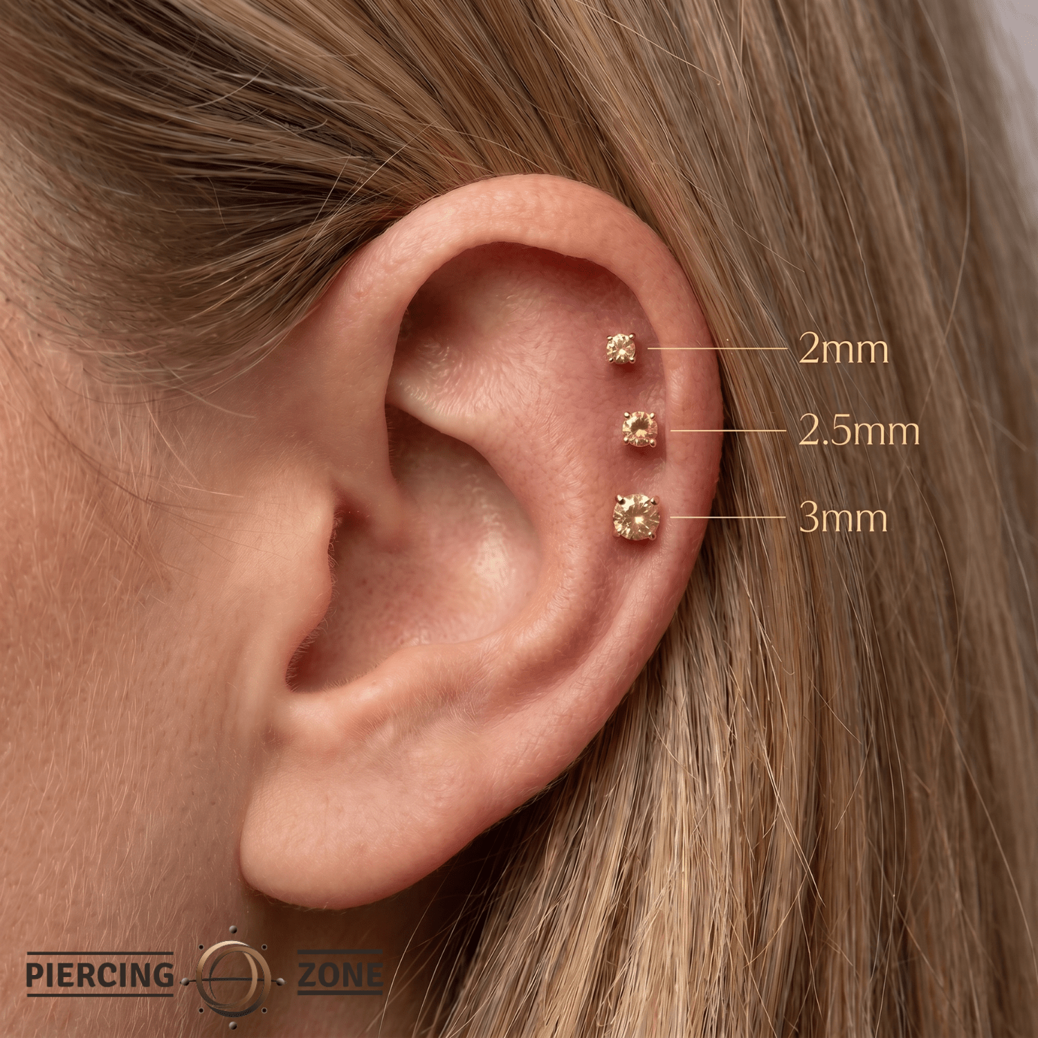 Citrine Prong – 14K Gold Threadless End - piercing - zone.com